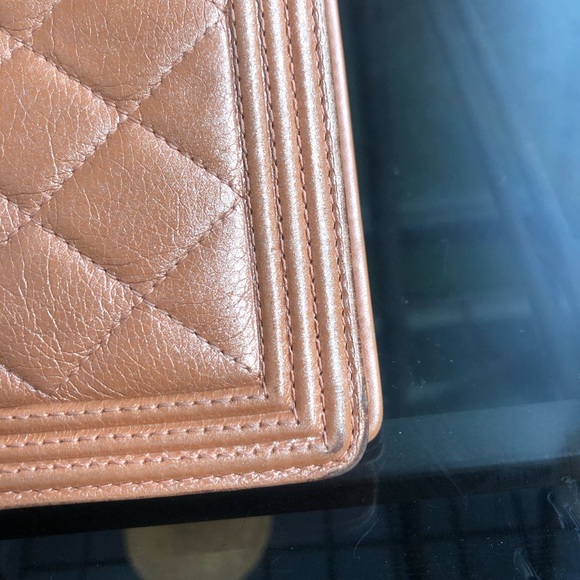 SOLD*** Chanel boy long folding wallet clutch. Metal Rose - Picture 11 of 14